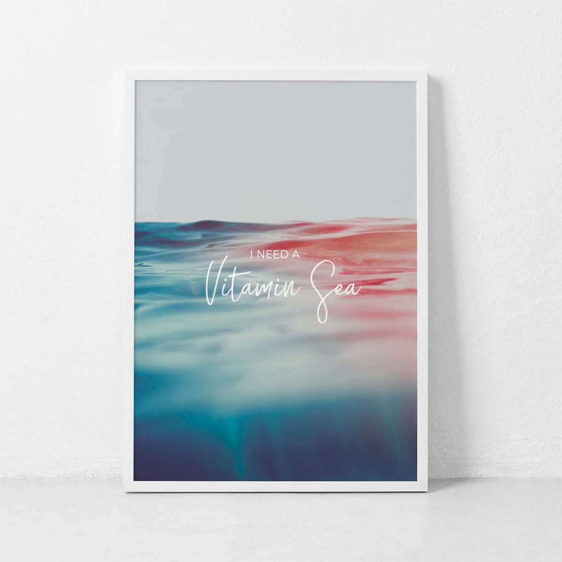 I Need A Vitamin Sea Colorful Turquoise Ocean Waves Quote Poster - Image 3