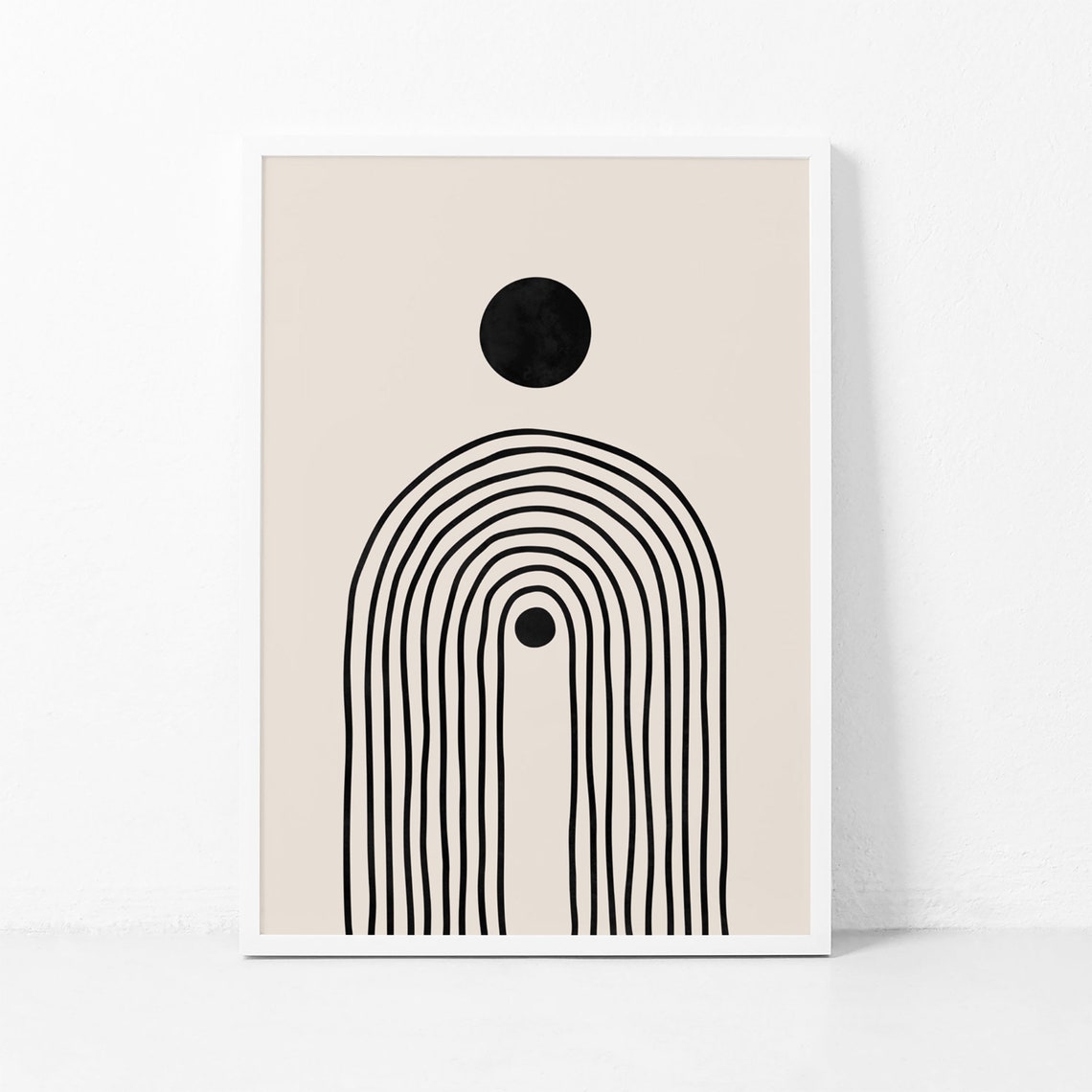 Black Rainbow Arches Minimalist Sun Abstract Boho Neutral Poster