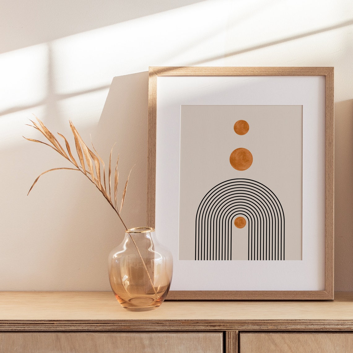 Black Rainbow Arches Terracotta Suns Minimalist Mid Century Poster - Image 3