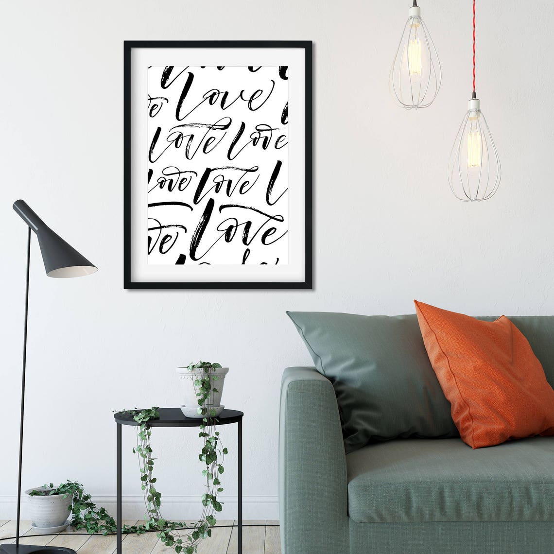 Love Calligraphy Pattern Black White Script Typography Poster - Image 3