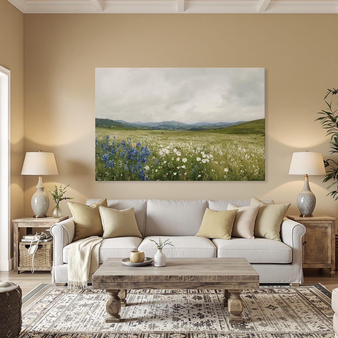 Blue Cornflower Wildflower Meadow Countryside Scenic Art Poster
