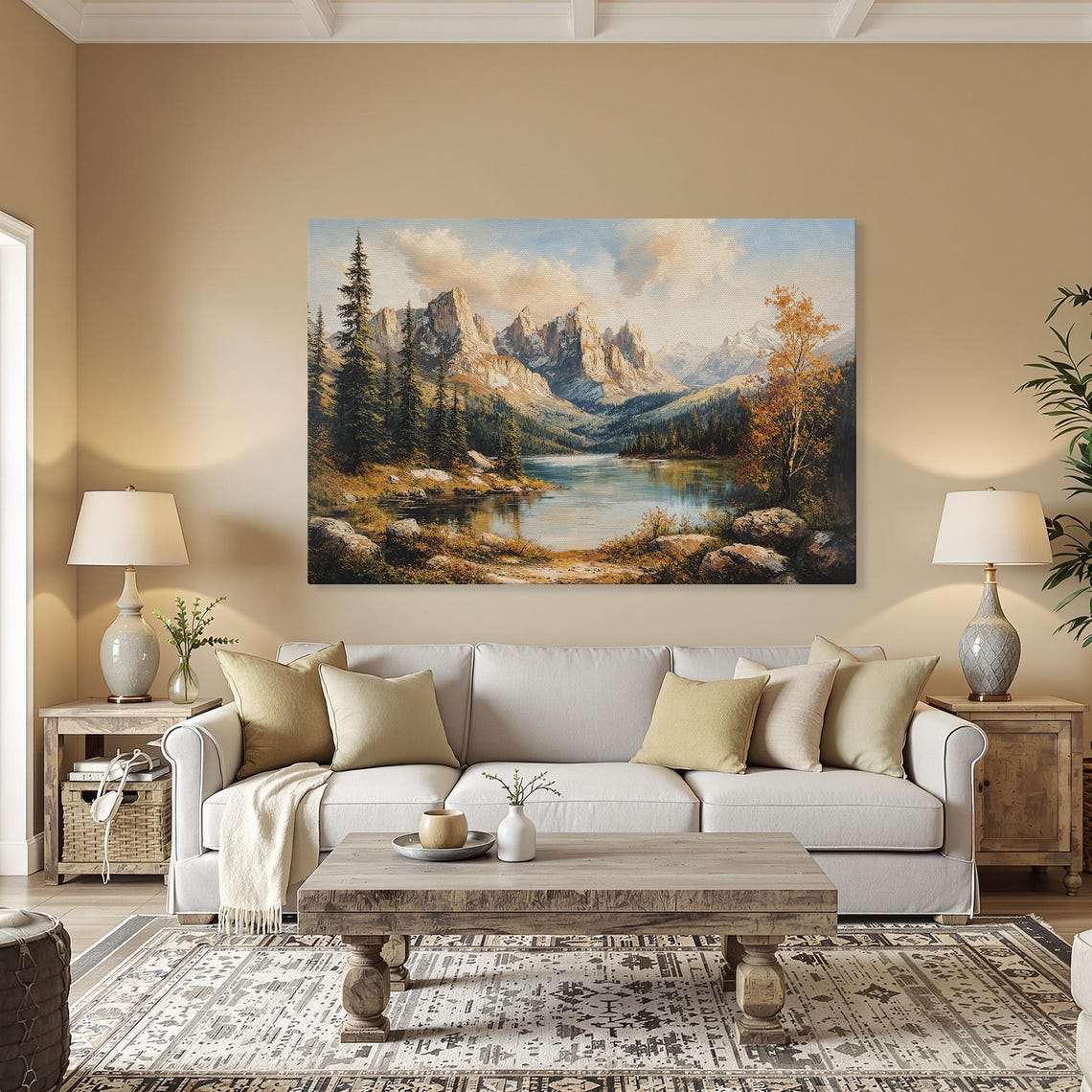 Autumn Mountain Lake Wilderness Fall Landscape Scene Wall Art