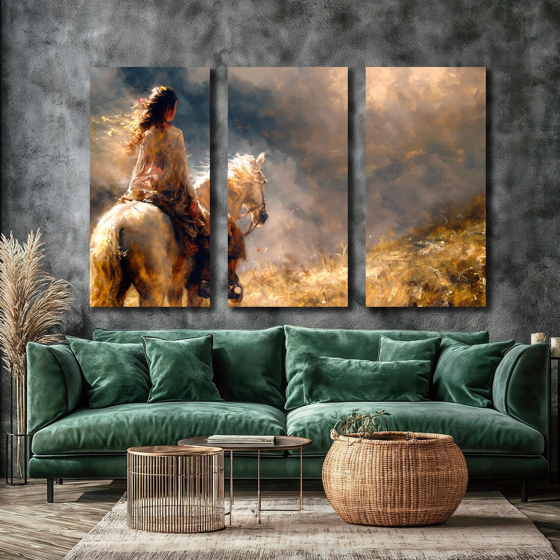 Woman Riding White Horse, Autumn Fantasy Art Print - Image 4