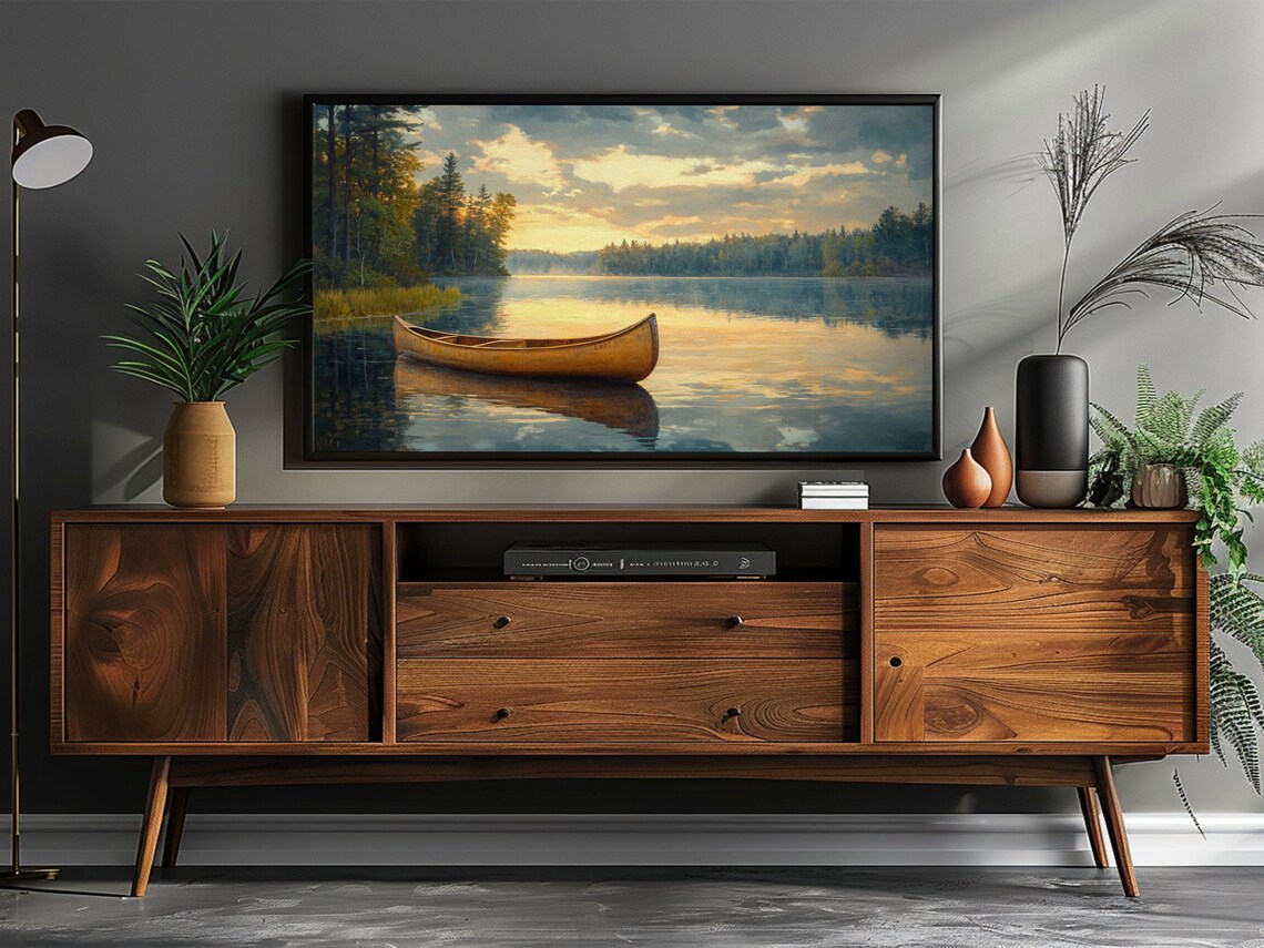 Lake Life Canoe Art Print, Lake Landscape Nature - Image 3