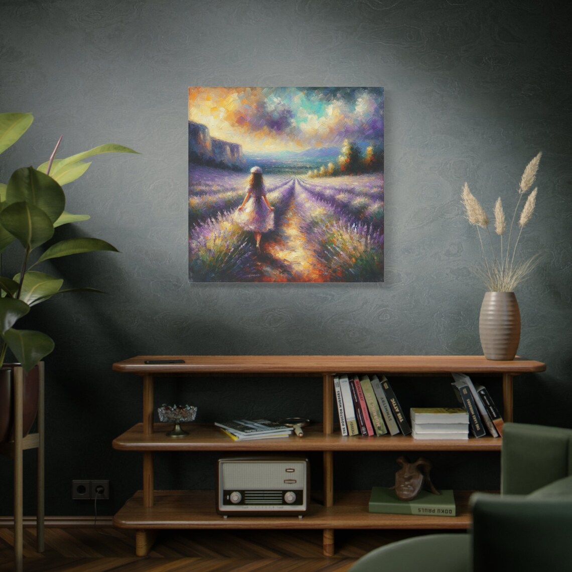 Girl in Lavender Field Impressionist Purple Provence Landscape Poster - Image 4