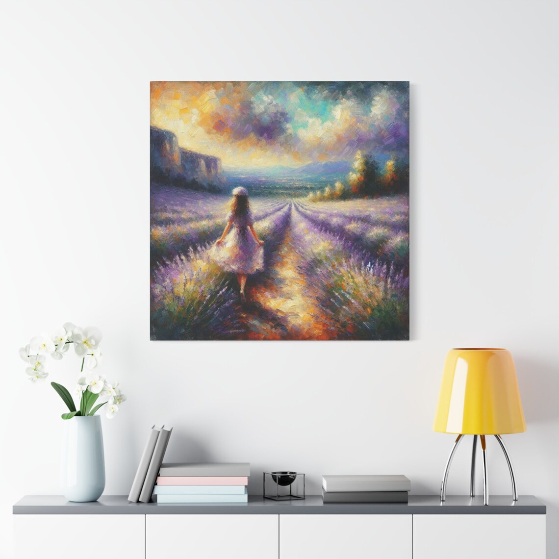 Girl in Lavender Field Impressionist Purple Provence Landscape Poster - Image 2