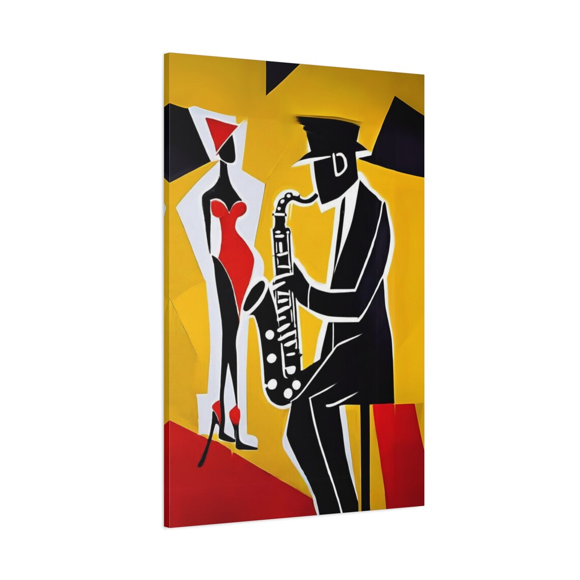 Jazz Saxophonist And Red Dress Woman Bold Pop Art Music Wall Poster - Image 3