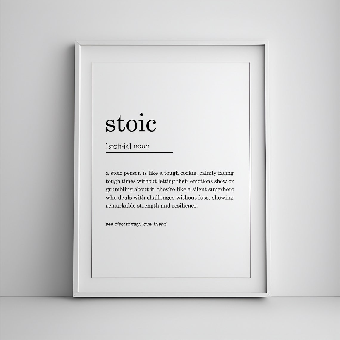 Stoic Definition Dictionary Style Stoicism Office Wall Quote Poster