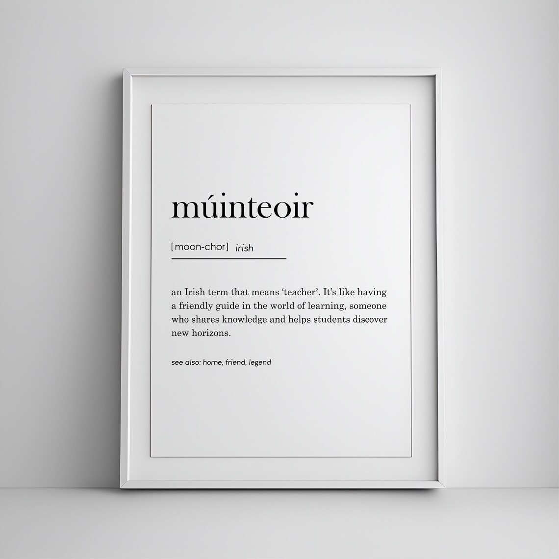 Minteoir Definition Irish Teacher Art Print