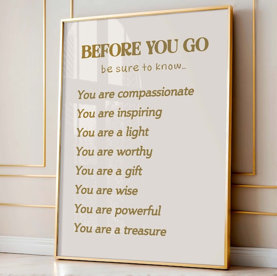 Before You Go Daily Affirmation Poster with Elegant Gold Typography