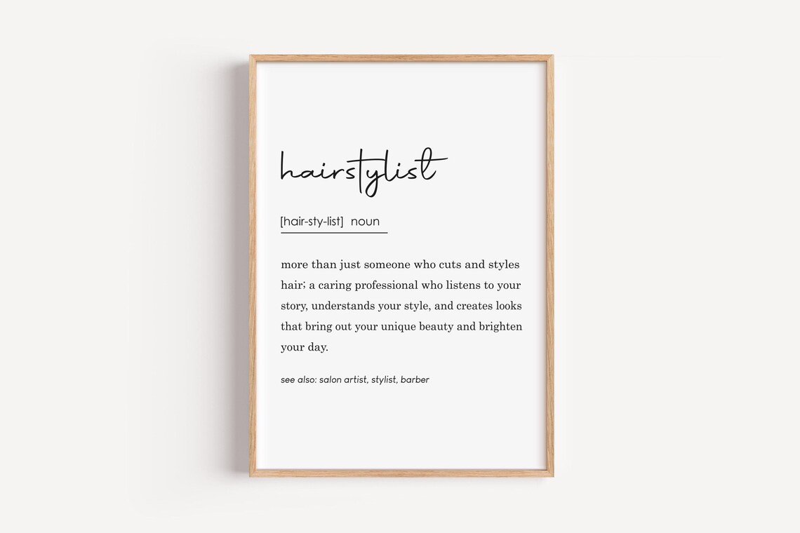 Hairstylist Definition Noun Salon Decor Gift For Hair Stylists Poster