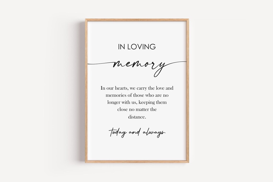 In Loving Memory Minimalist Memorial Sign Sympathy Gift Tribute Poster