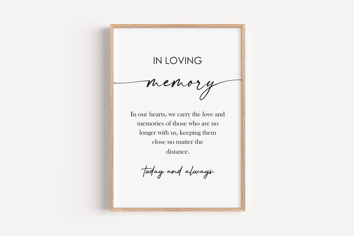 In Loving Memory Sign Minimalist Memorial Wall Art Forever Our Hearts Decor Prints