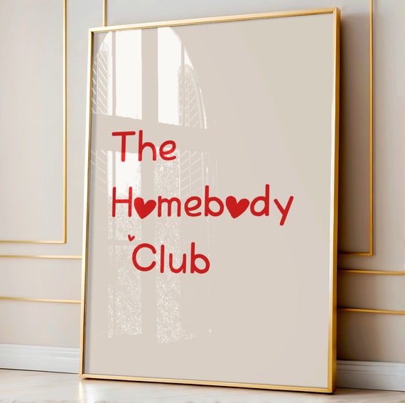 The Homebody Club Print Home Decor Apartment Wall Art Minimalist Heart Poster Trendy Living Room