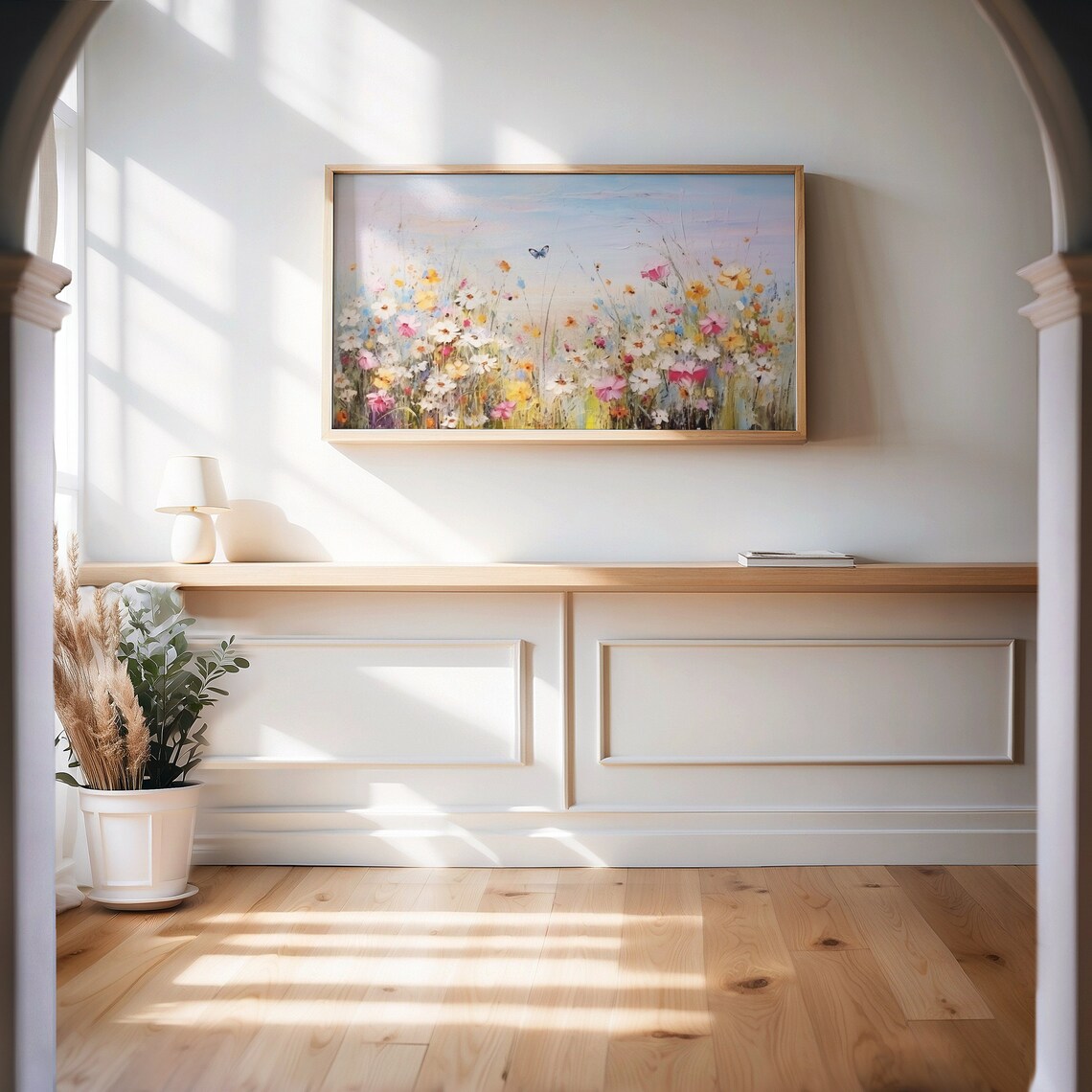 Wildflower Meadow Butterfly Colorful Spring Floral Oil Painting Poster - Image 2