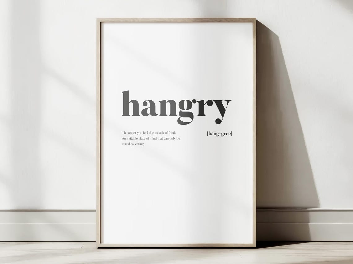 Hangry Definition Print Funny Dictionary Wall Art