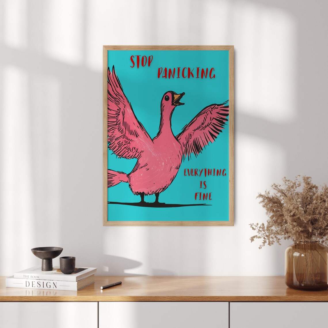 Stop Panicking Funny Goose Motivational Poster - Image 2
