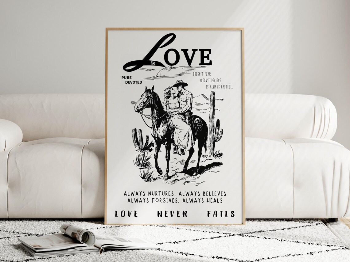 Love Is Scripture Cowboy Print, Motivational Quote Poster - Image 2