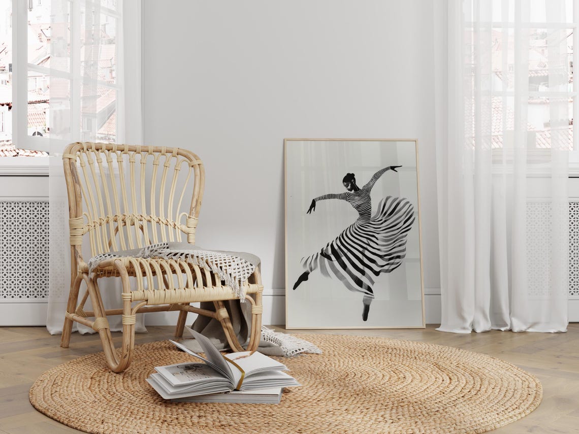 Black White Dancer Abstract Figure Art Print - Image 4