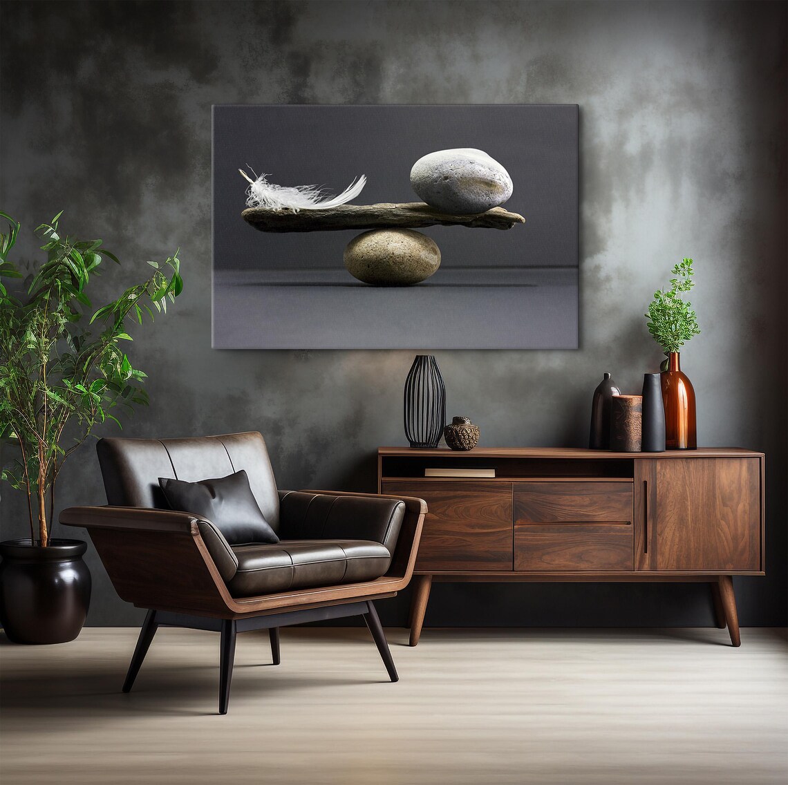 Stone And Feather Balance Motivational Art Print - Image 2