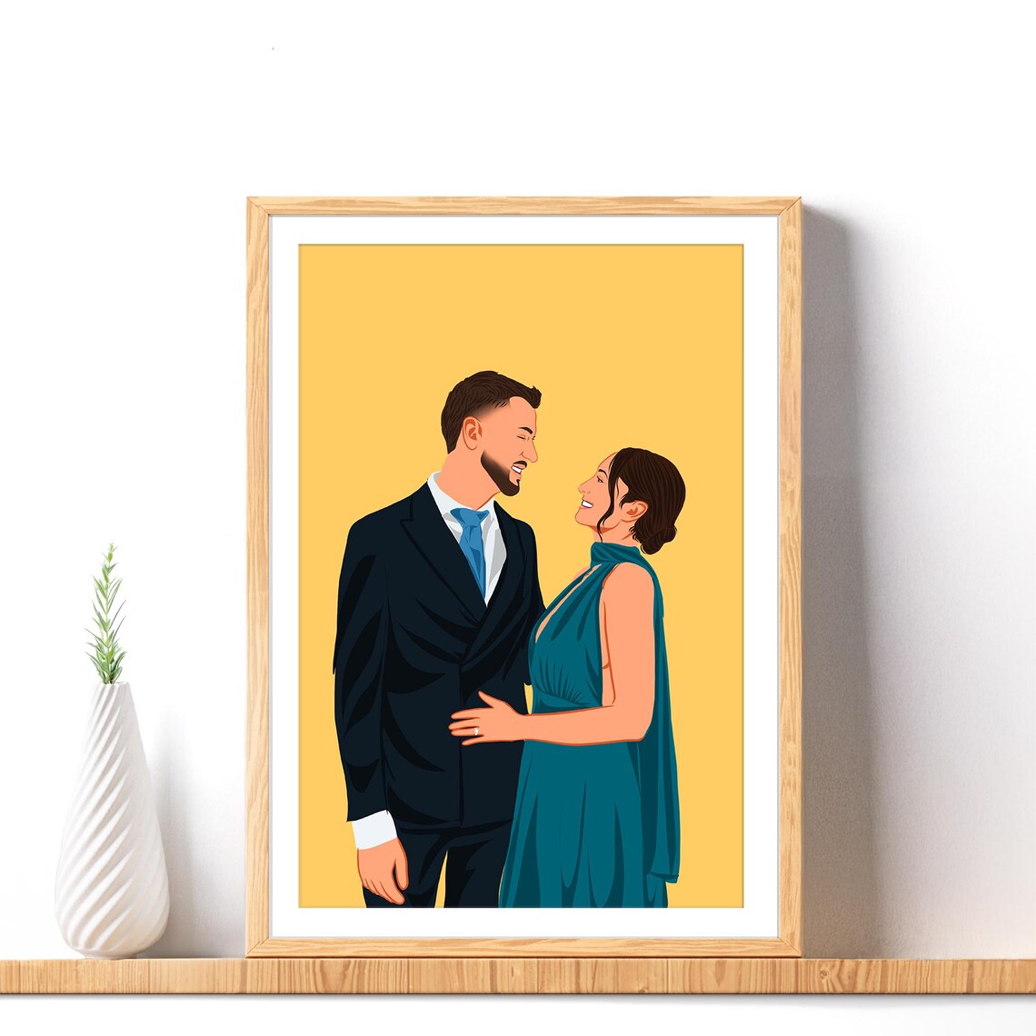 Custom Couple Faceless Portrait Art Print - Image 2
