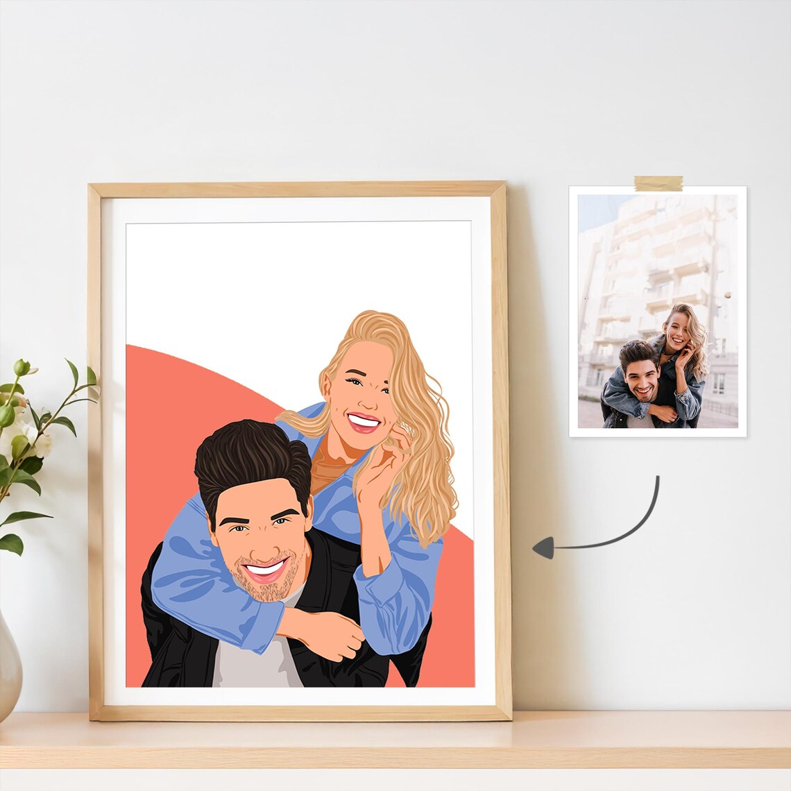 Custom Faceless Couple With Pet Portrait Art Print - Image 3