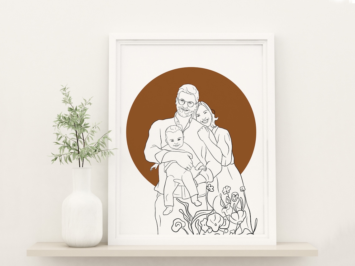 Custom One-Line Family Portrait, Line Art Print