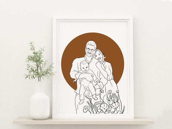 Custom One-Line Family Portrait, Line Art Print