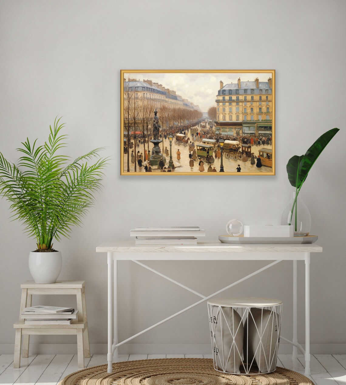 Busy Parisian Town Square Horse Carriages Vintage Street Poster - Image 2