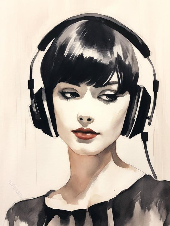 Exploring Minimalism Woman In Headphones Inspired By Henry Matisse