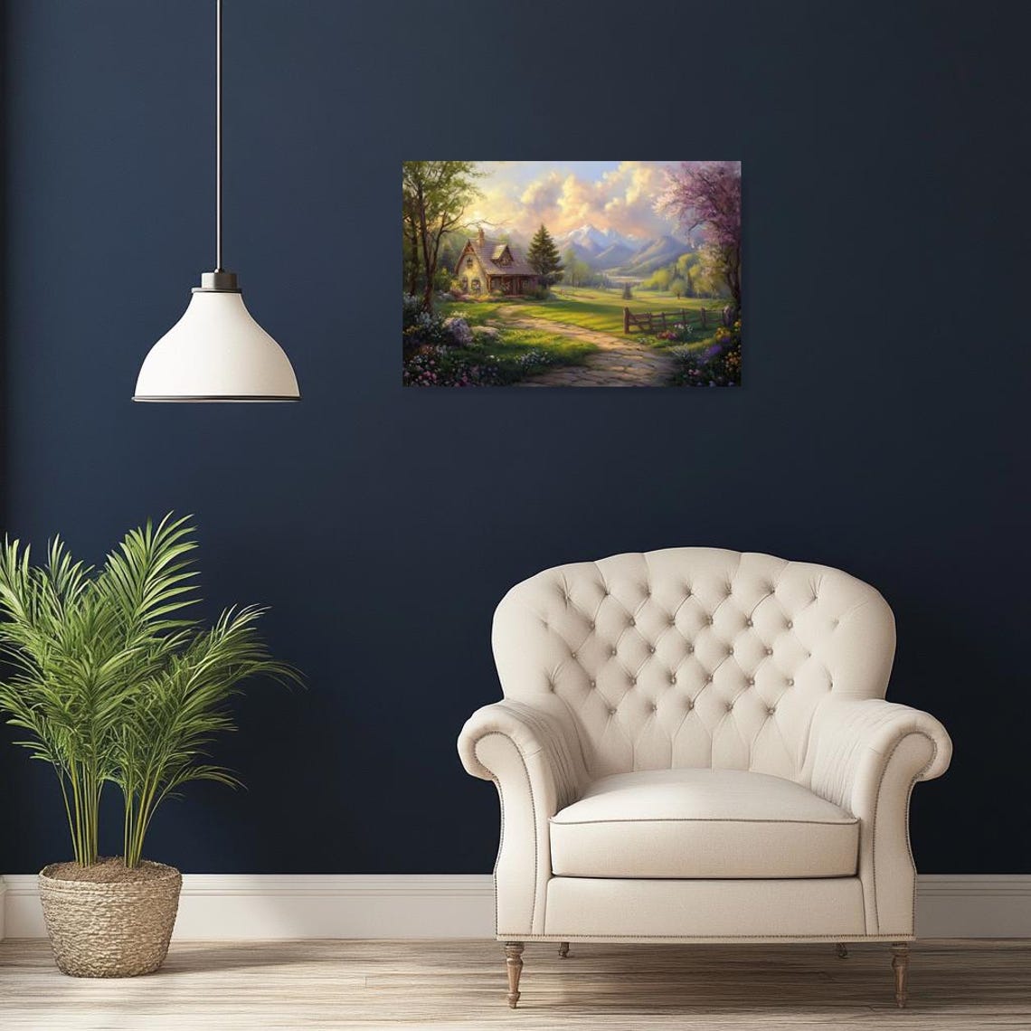 Charming Country Cottage In A Flower Meadow With Mountain Views Poster - Image 2