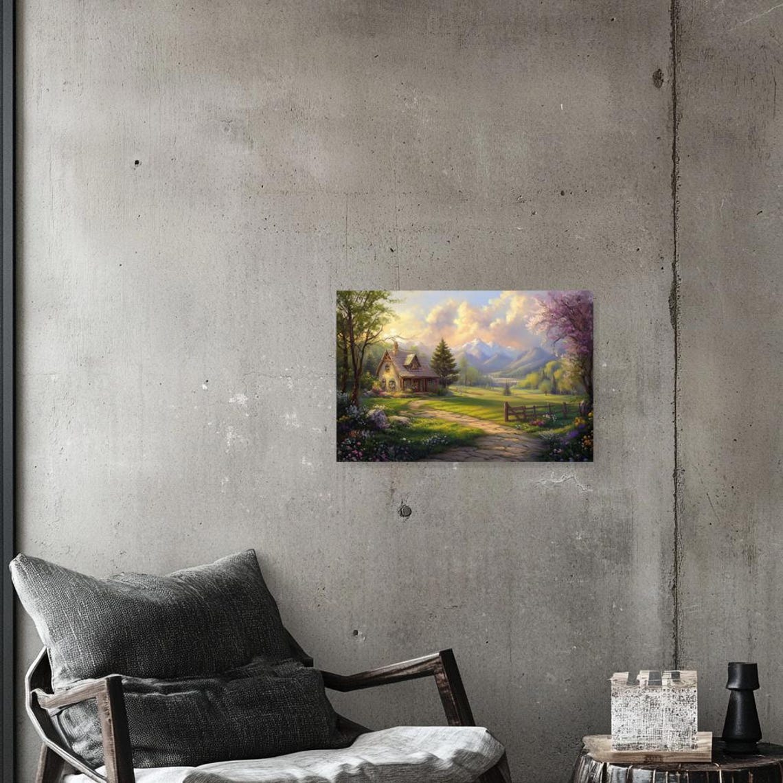Charming Country Cottage In A Flower Meadow With Mountain Views Poster - Image 3