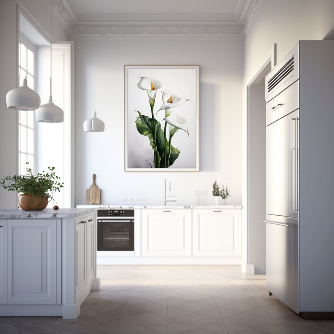 Elegant White Calla Lilies Watercolor Botanical Elegance Poster - Image 2