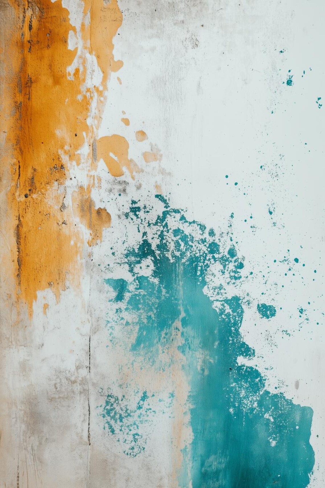Abstract Art Inspired By Jackson Pollock In Orange And Teal For Unique Home Decor And Wall Art