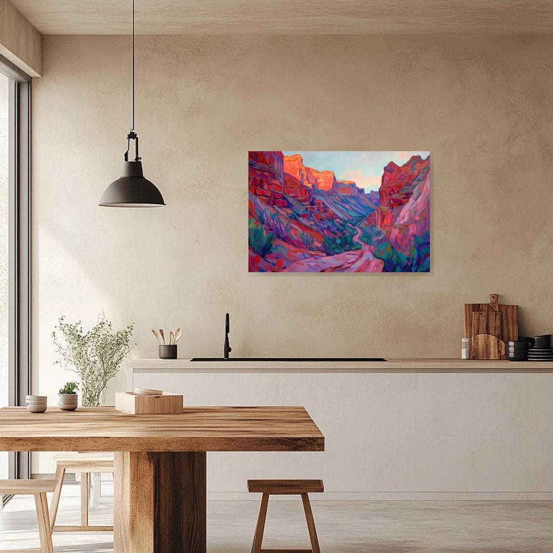 Colorful Desert Canyon Landscape With Winding Trail At Sunset Poster - Image 5