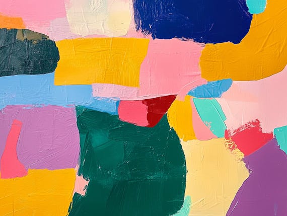 Abstract Colorful Print Inspired By Joan Mir Bold Shapes And Vibrant Hues Modern Wall Art Home Decor