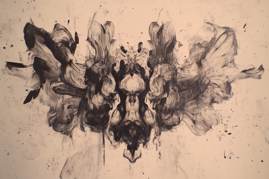Black Ink Abstract Symmetric Blot Modern Art Wall Decor Poster