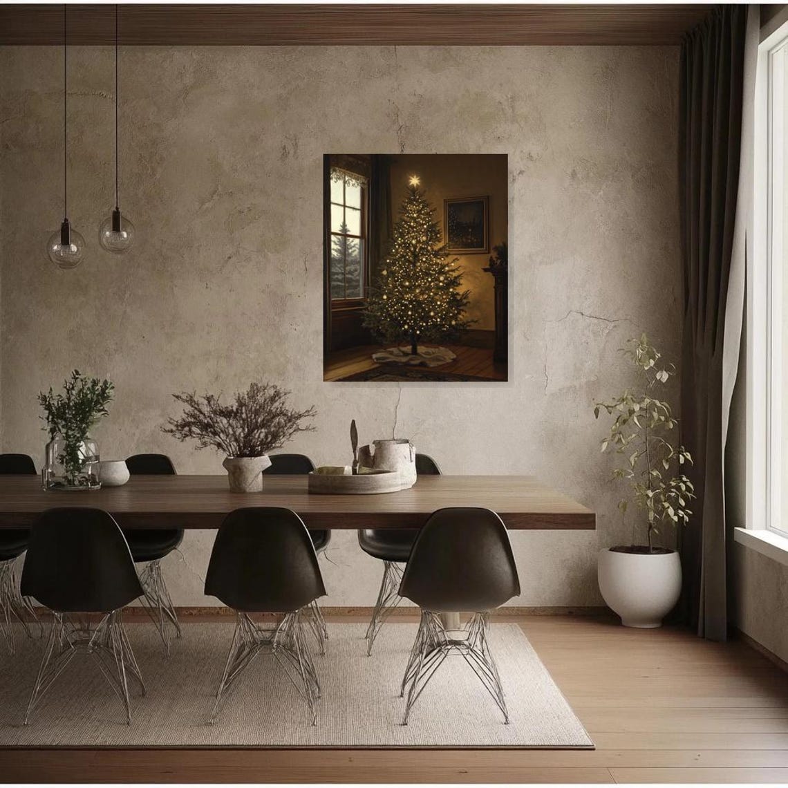 Glowing Christmas Tree in a Vintage Room by the Frosty Window Poster - Image 2