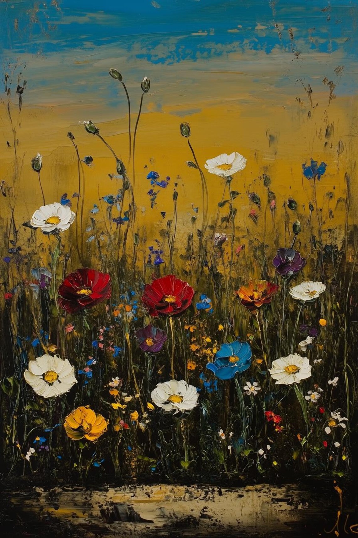 Flower Landscape, Van Gogh Inspired Art Print