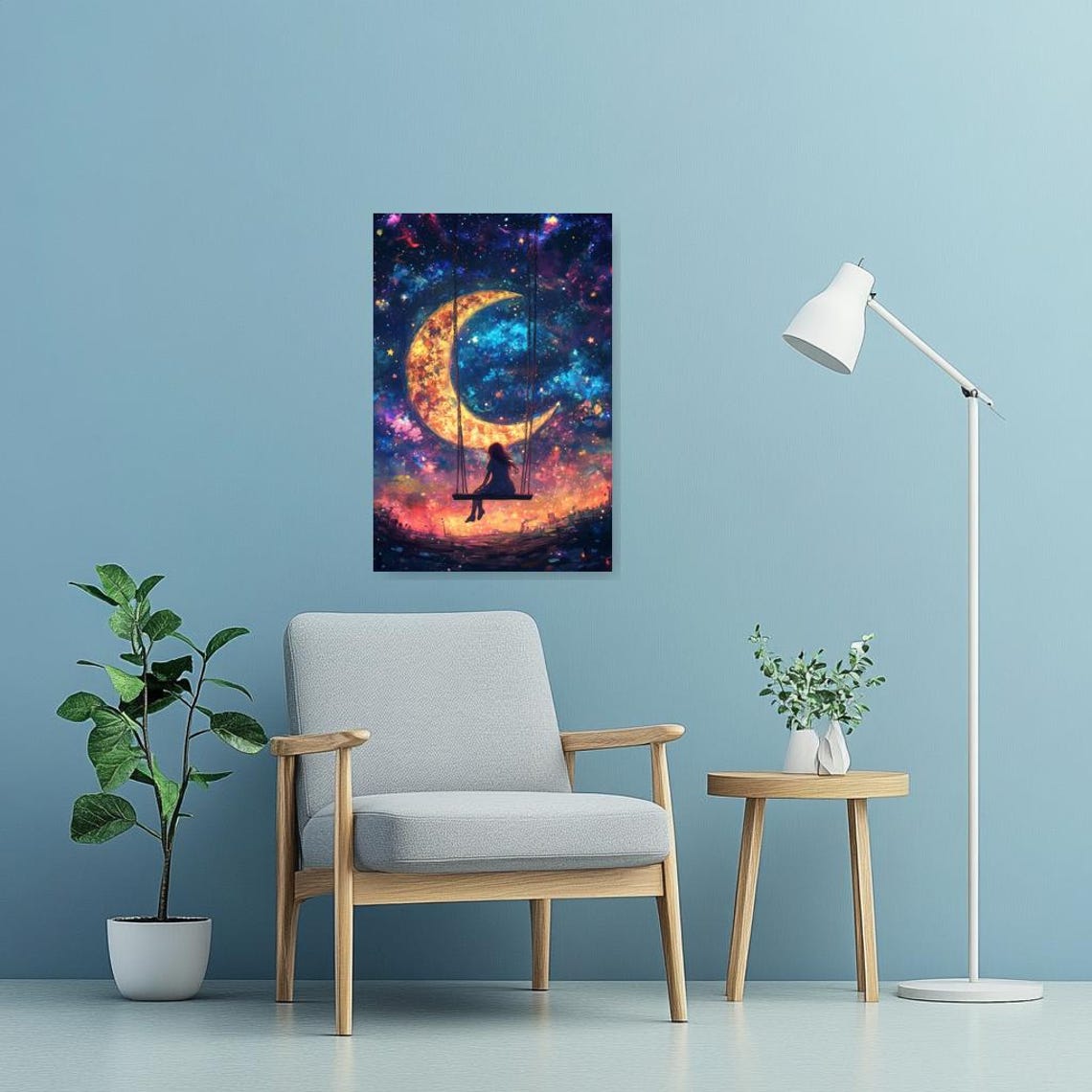 Moonlit Swing Print Inspired By Van Goghs Starry Night Romantic Home Decor And Magical Wall Art - Image 3
