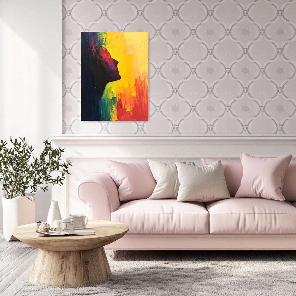 Profile Silhouette Art Inspired By Van Gogh With Bold Color Palette For Home Decor And Wall Art - Image 4