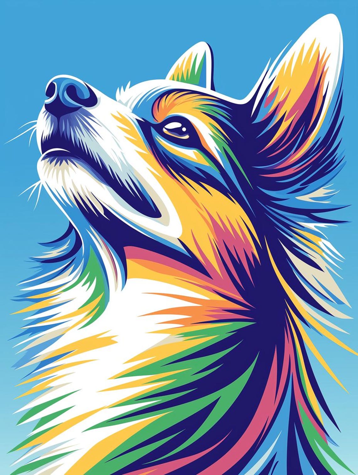 Vibrant Corgi Print In Pop Art Style With Bold Colors For Pet Lovers Wall Art Home Decor