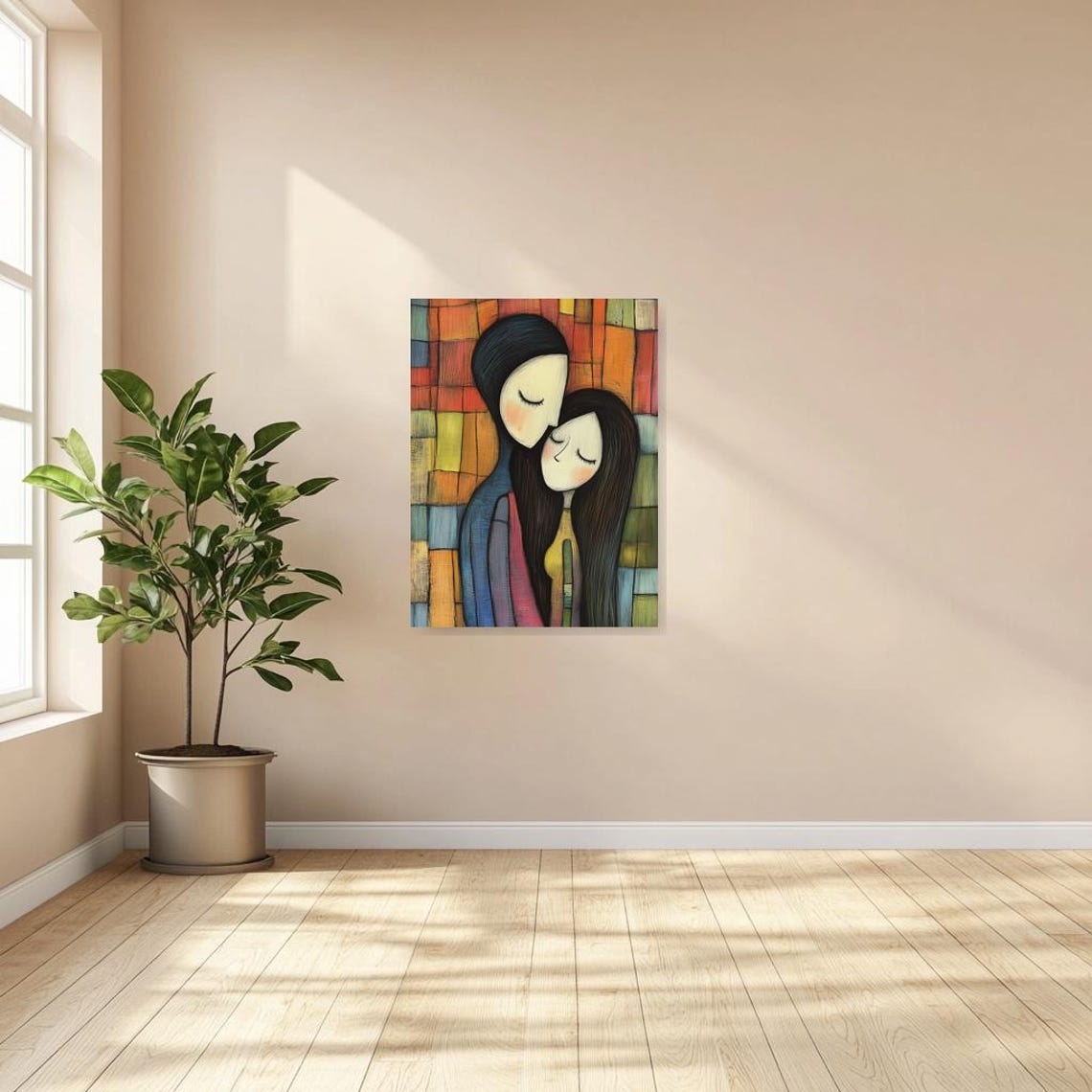 Emotional Custom Print Inspired By Pablo Picasso With Bold Colors And Heartfelt Embrace Wall Art For Home Decor - Image 3
