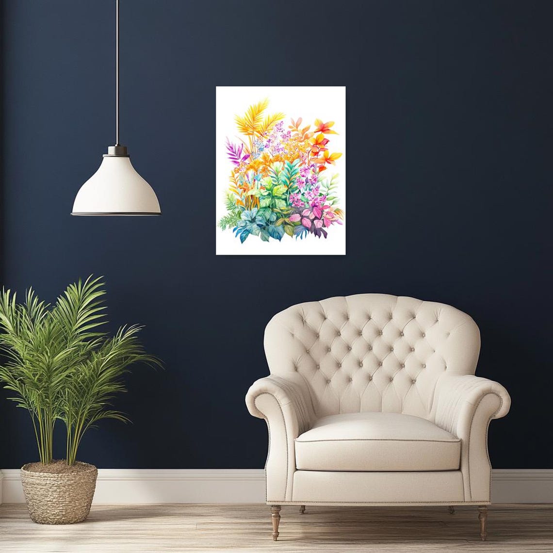 Vibrant Tropical Watercolor Flower Bouquet Arrangement Poster - Image 2