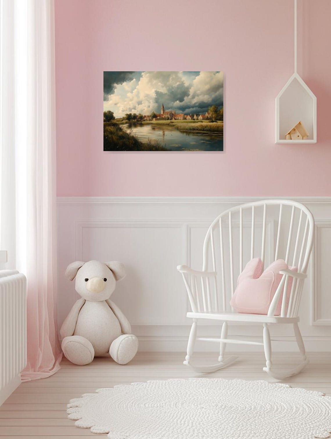 Dutch Masters Style Village Church Reflected in the River Poster - Image 3