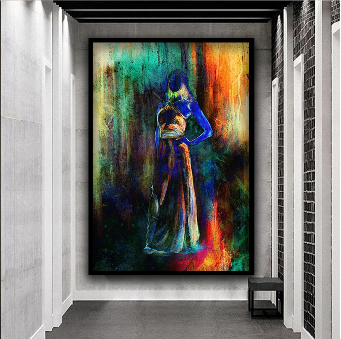 Colorful Abstract Woman in Dress Modern Painting Wall Art Print - Image 5