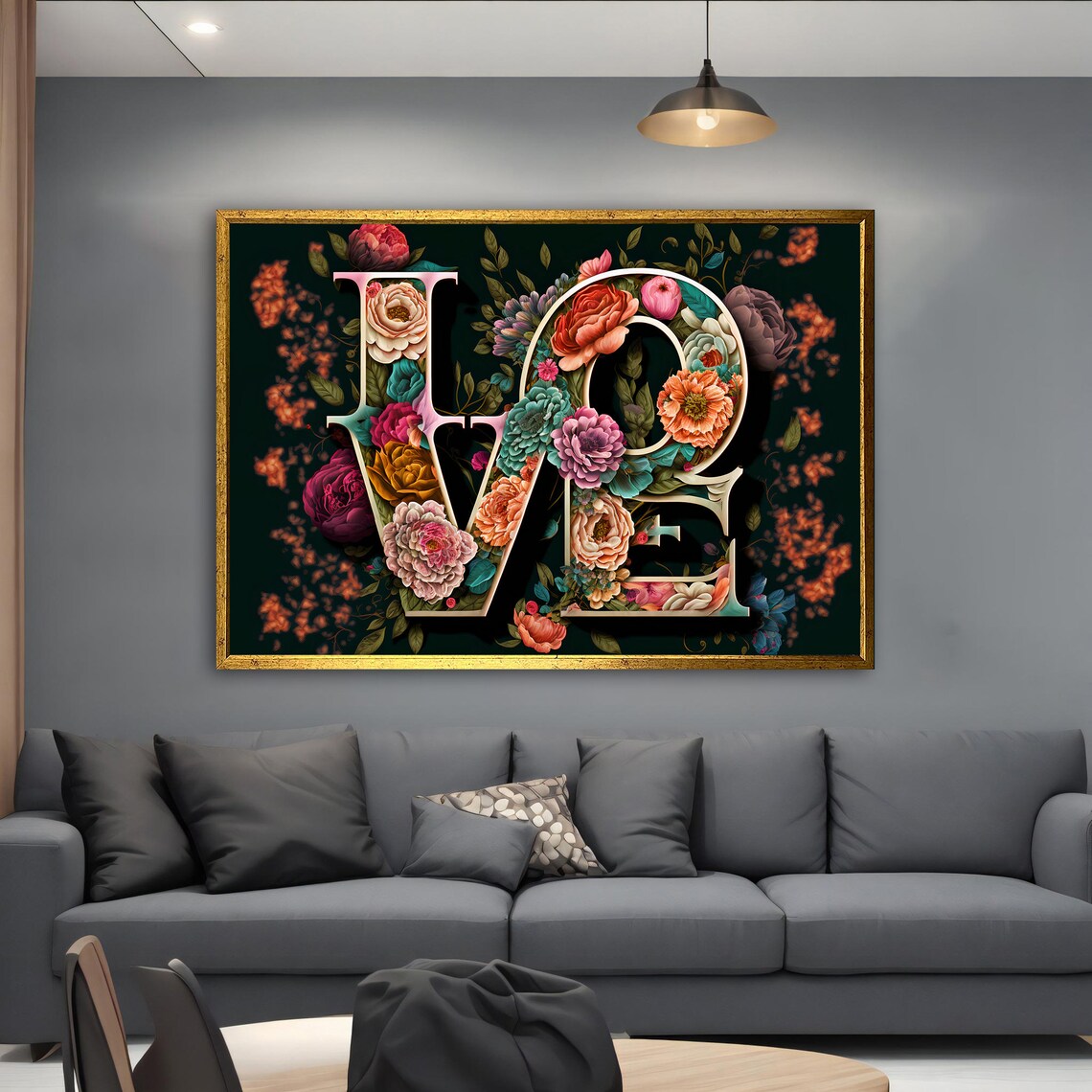 Floral Love Lettering Colorful Flowers Typography Wall Art Poster - Image 5