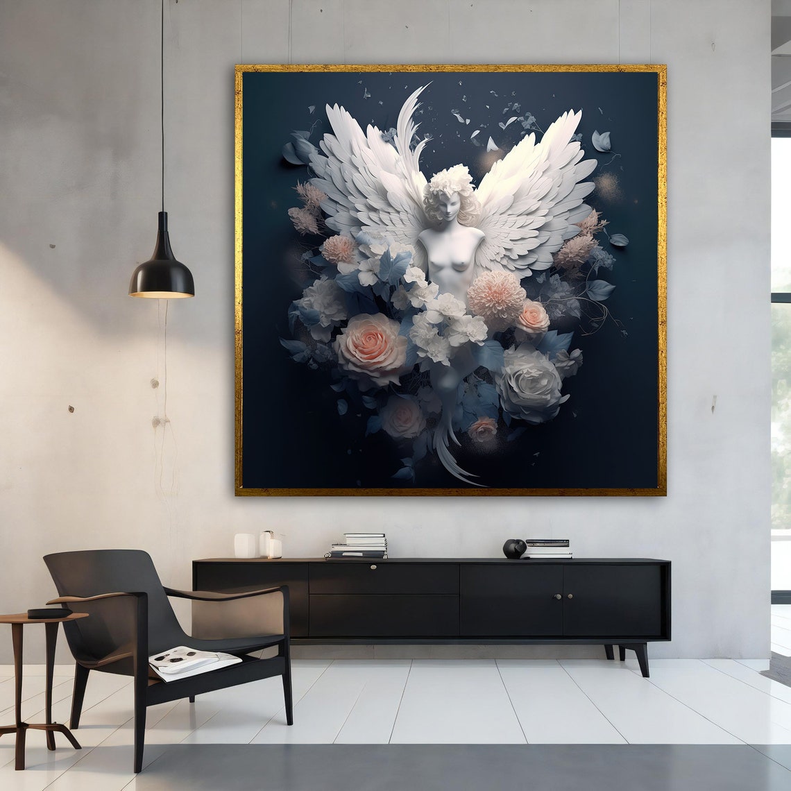 Modern White Angel Painting Modern Angel Beautiful Angel Art Spiritual Wall Art Angel Girl Ccanvas Painting - Image 4