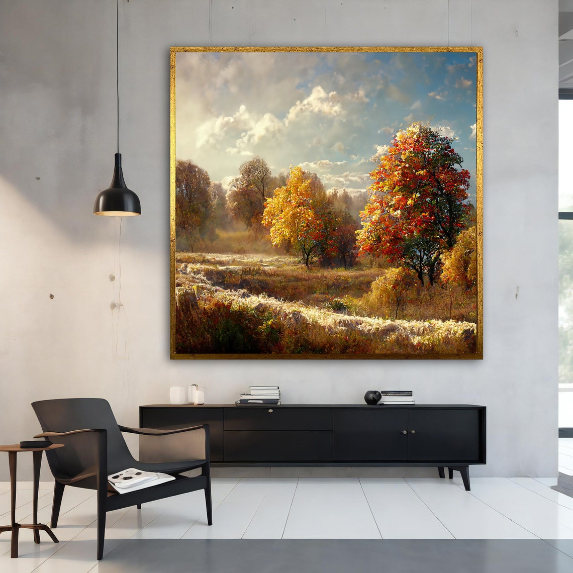 Autumn Landscape Golden Trees Sunlit Meadow Fall Colors Art Poster - Image 3