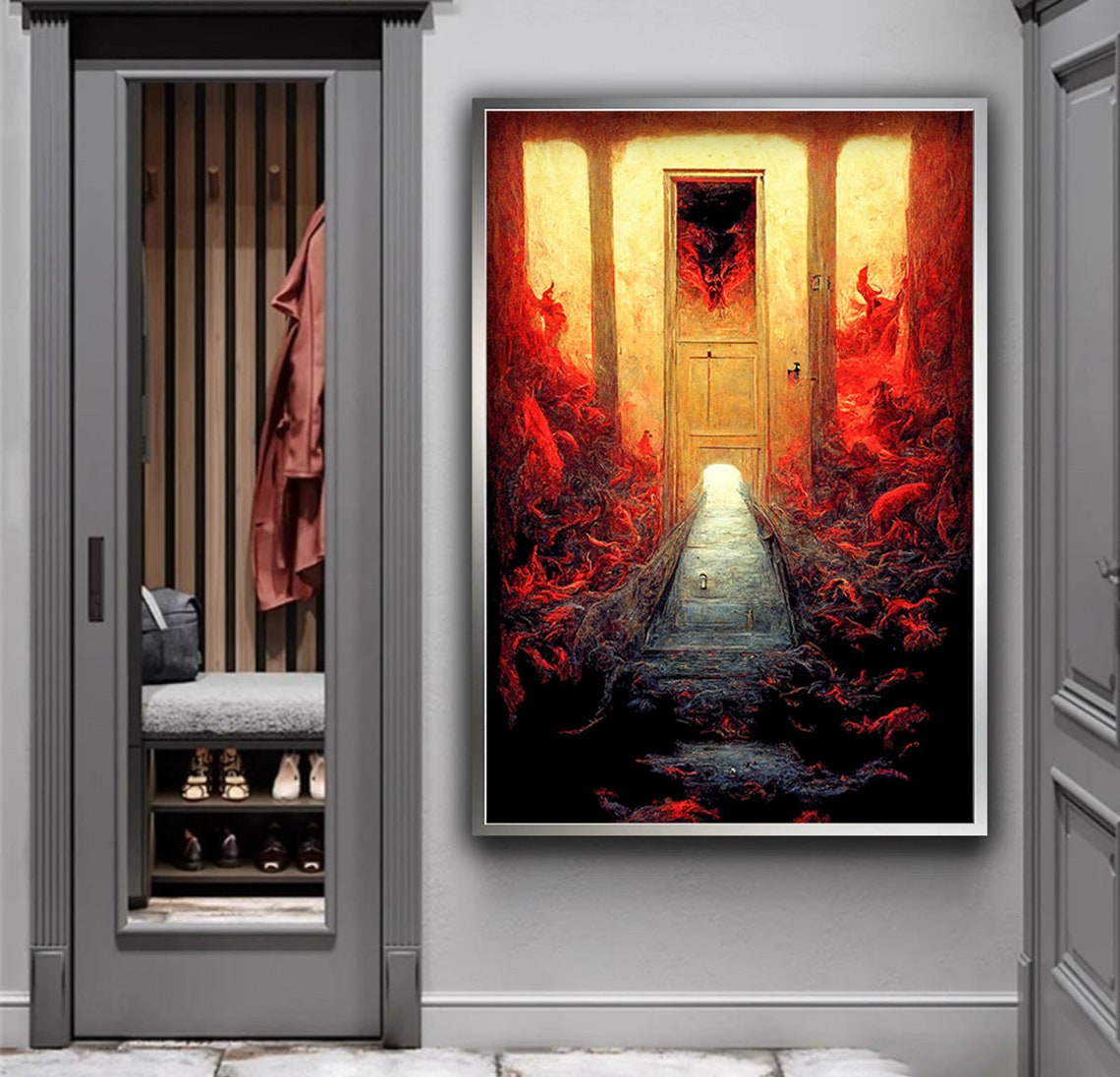 Hell Gates Fiery Doorway Dark Gothic Horror Flames Art Poster - Image 5